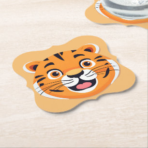 Dessous-de-verre En Papier Fun tiger Visage safari jungle sauvage Anniversair