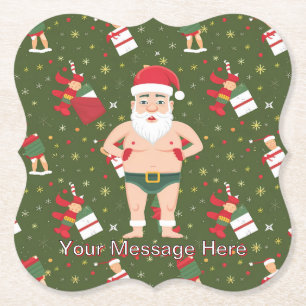 Dessous-de-verre En Papier Funny Dirty Père Noël Collection de Noël Coupes en