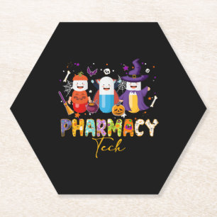 Dessous-de-verre En Papier Funny Technicien en pharmacie Pharmacien Halloween