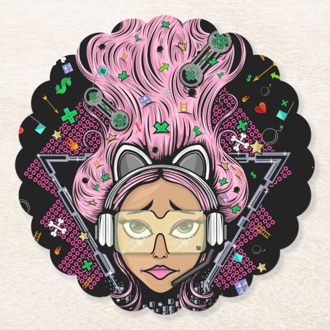Dessous-de-verre En Papier Gamer fille (Devant)