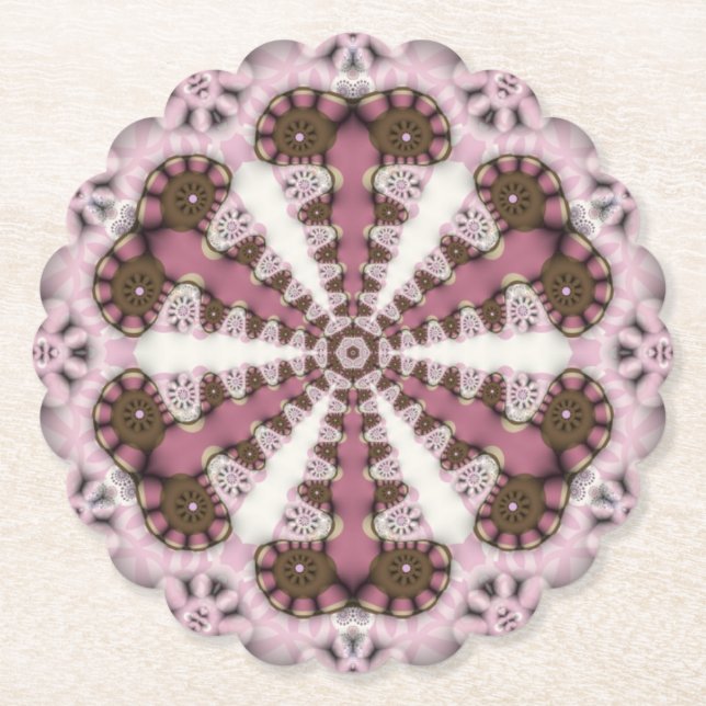Dessous-de-verre En Papier Géométrie Pays Terre Rose Mandala (Devant)