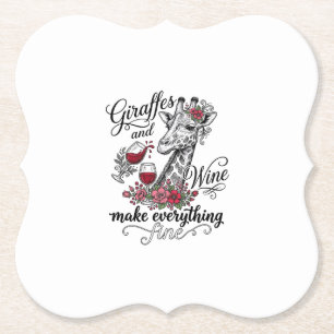 Dessous-de-verre En Papier Girafes Et Vin Gravure Vintage Design De T-Shirt_1