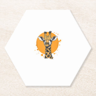 Dessous-de-verre En Papier Giraffe Jaune Soleil Abstrait Portrait animal