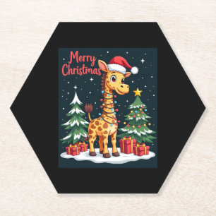 Dessous-de-verre En Papier Giraffe Joyeux sapin de Noël Éclairage Père Noël G