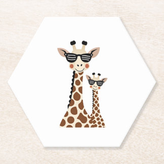 Dessous-de-verre En Papier Giraffe with Sunglasses Jungle Safari Animal Giraf