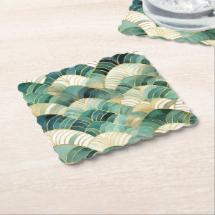 Dessous-de-verre En Papier Glam vert Gold Abstrait