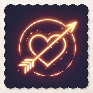 Dessous-de-verre En Papier glowing image of a heart with cupid's arrow