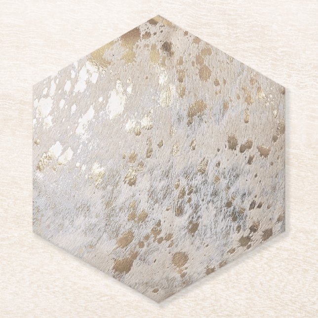 Dessous-de-verre En Papier Gold Cowhide Print Metallic (Devant)