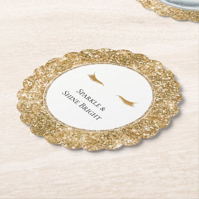 Dessous-de-verre En Papier Gold Eyelashes parties scintillant de glamour girl (Incliné)