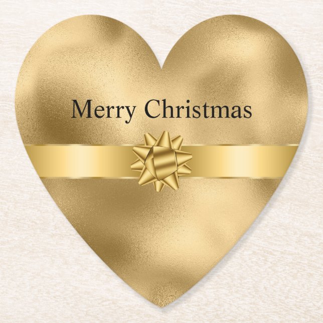 Dessous-de-verre En Papier Gold Glam Ribbon et Bow Christmas (Devant)