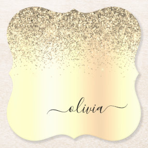 Dessous-de-verre En Papier Gold Parties scintillant Girly Luxe Moderne Monogr