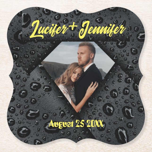 Dessous-de-verre En Papier Golden Diamond Moderne Élégant Mariage Personnalis (Devant)