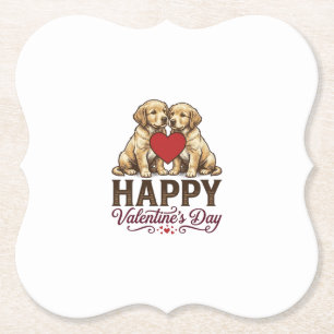 Dessous-de-verre En Papier Golden Retriever Joyeuse Saint-Valentin