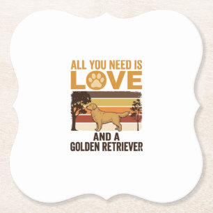 Dessous-de-verre En Papier Golden Retriever Tout ce dont vous avez besoin est