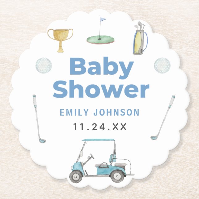 Dessous-de-verre En Papier Golf Boy Baby shower (Devant)