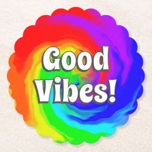 Dessous-de-verre En Papier Good Vibes Vibrant vague de chaleur vague rétro An