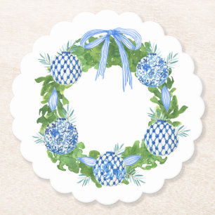 Dessous-de-verre En Papier Grand Noël de la Chinoiserie Bleue et Blanche