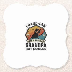 Dessous-de-verre En Papier Grand Paw Grand-père Chien Rétro Coucher de soleil