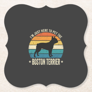 Dessous-de-verre En Papier Graphique Rétro pour Amoureux de Boston Terrier_1