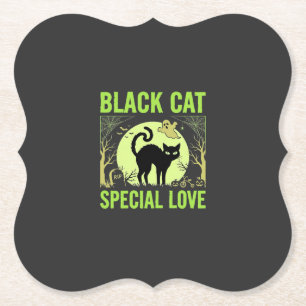 Dessous-de-verre En Papier Graphisme d'amour spécial chat noir Halloween