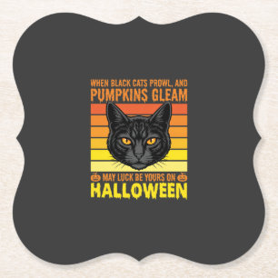 Dessous-de-verre En Papier Graphisme de citrouille vintage Halloween chat noi