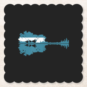 Dessous-de-verre En Papier Guitare Guitar Lake Shadow Love Guitare Musicien
