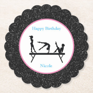Dessous-de-verre En Papier Gymnastique "Joyeux Anniversaire" Black Sparkle