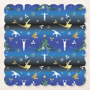 Dessous-de-verre En Papier Gymnastique masculine Snowflake sapin de Noël