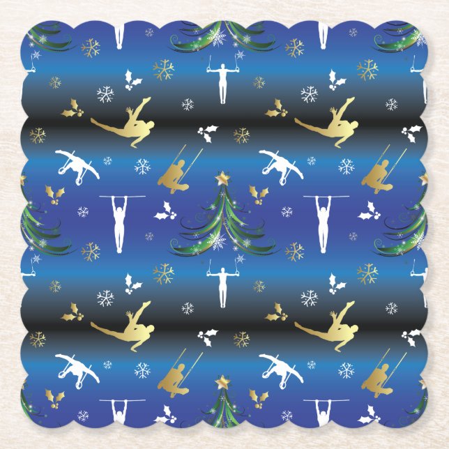 Dessous-de-verre En Papier Gymnastique masculine Snowflake sapin de Noël (Devant)