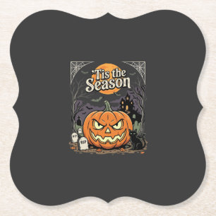 Dessous-de-verre En Papier Halloween C'est la Saison Design de Chat Citrouill
