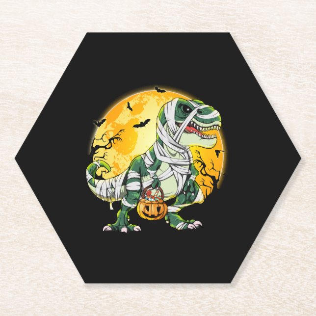Dessous-de-verre En Papier Halloween Dinosaur T rex Citrouille maman (Devant)