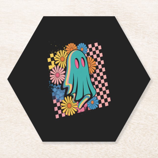 Dessous-de-verre En Papier Halloween florale néon tendance (Devant)