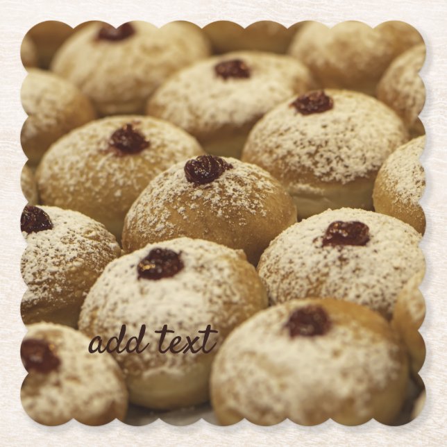 Dessous-de-verre En Papier Hanoukka Sufganiyot (Jelly Doughnut) (Devant)