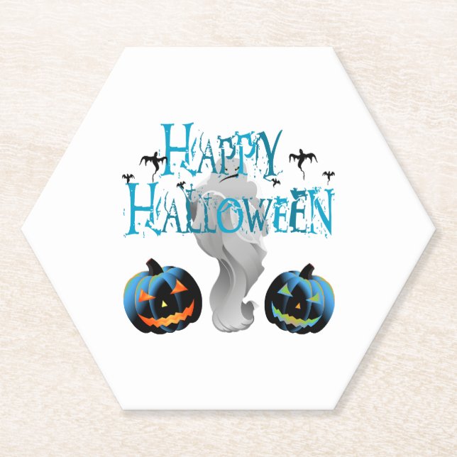 Dessous-de-verre En Papier Happy Halloween Ghost -Halloween Costume Pumkin (Devant)