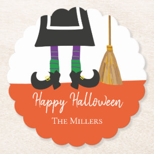 Dessous-de-verre En Papier Happy Halloween Jambes de sorcière et salle person