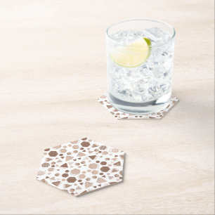 Dessous-de-verre En Papier Hexagon & Triangle rose & Brown sur Motif blanc