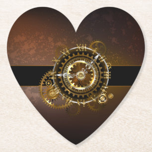 Dessous-de-verre En Papier Horloge Steampunk avec des engrenages anciens