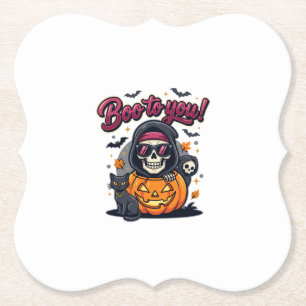 Dessous-de-verre En Papier Hou à toi squelette de citrouille d'Halloween