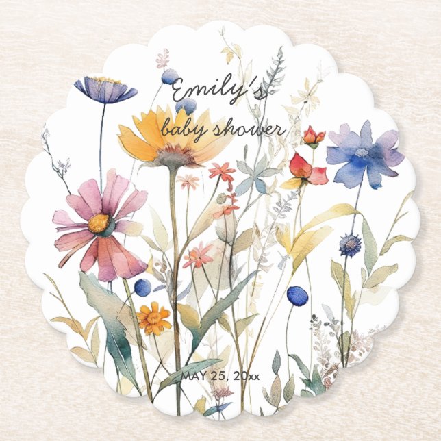Dessous-de-verre En Papier Hunny Baby shower Fleur sauvage (Devant)