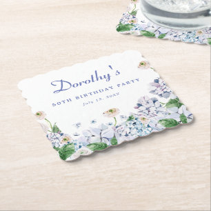 Dessous-de-verre En Papier Hydrangea Rose 50e anniversaire Personnalisé