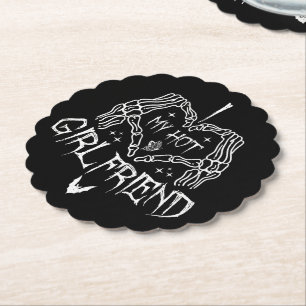 Dessous-de-verre En Papier I Love My Hot Girlfriend Halloween Skeleton Drôle
