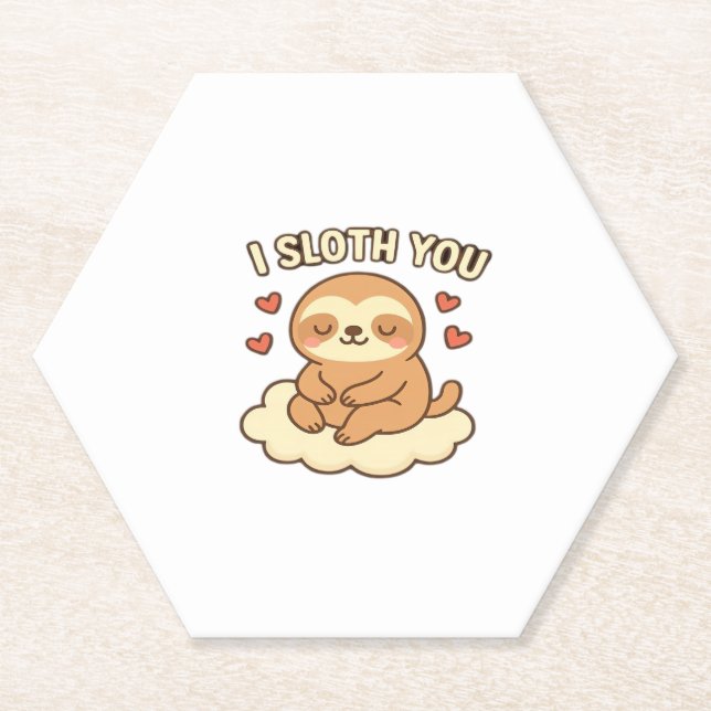 Dessous-de-verre En Papier I Sloth You - Cute Kawaii Sloth Love Pun Design Cl (Devant)