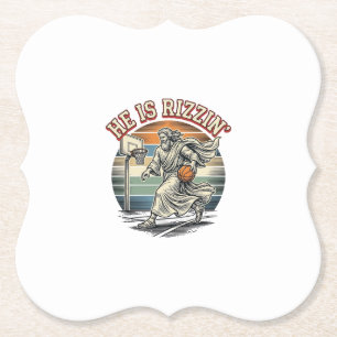 Dessous-de-verre En Papier Il est Rizzin Vintage Basketball Religieux T-Shirt
