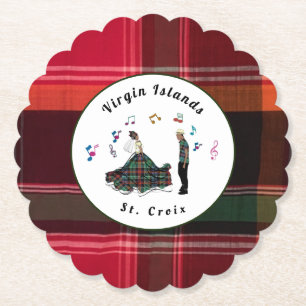 Dessous-de-verre En Papier Îles Vierges Madras USVI Plaid St Croix VI