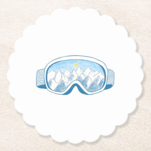 Dessous-de-verre En Papier Illustration des lunettes de ski de montagne