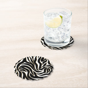 Dessous-de-verre En Papier Impression élégante de zèbre noir or blanc