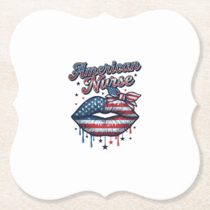 Dessous-de-verre En Papier Infirmière Américaine Lips Patriotic Vector Design