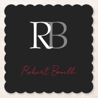 Initiales Nommées Monogramme Noir Moderne Simple R