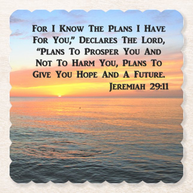DESSOUS-DE-VERRE EN PAPIER INSPIRANT JEREMIAH 29:11 SCELER (Devant)