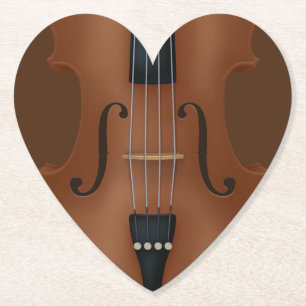 Dessous-de-verre En Papier Instrument à cordes Colle Viola Violon Coeur